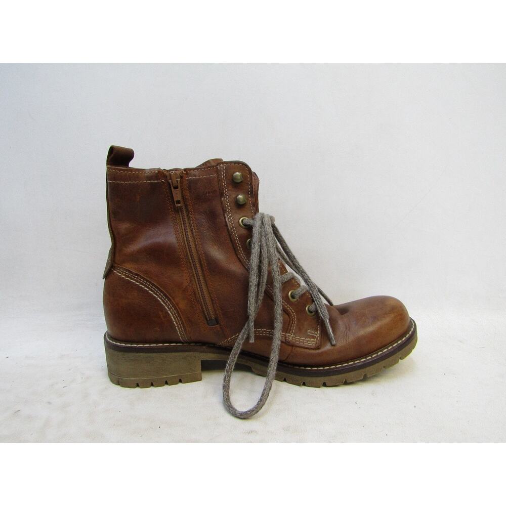 Ecco Womens Size 39 EUR Brown Leather Zip Lace Up Fashion Ankle Boots Booties - Picture 4 of 12